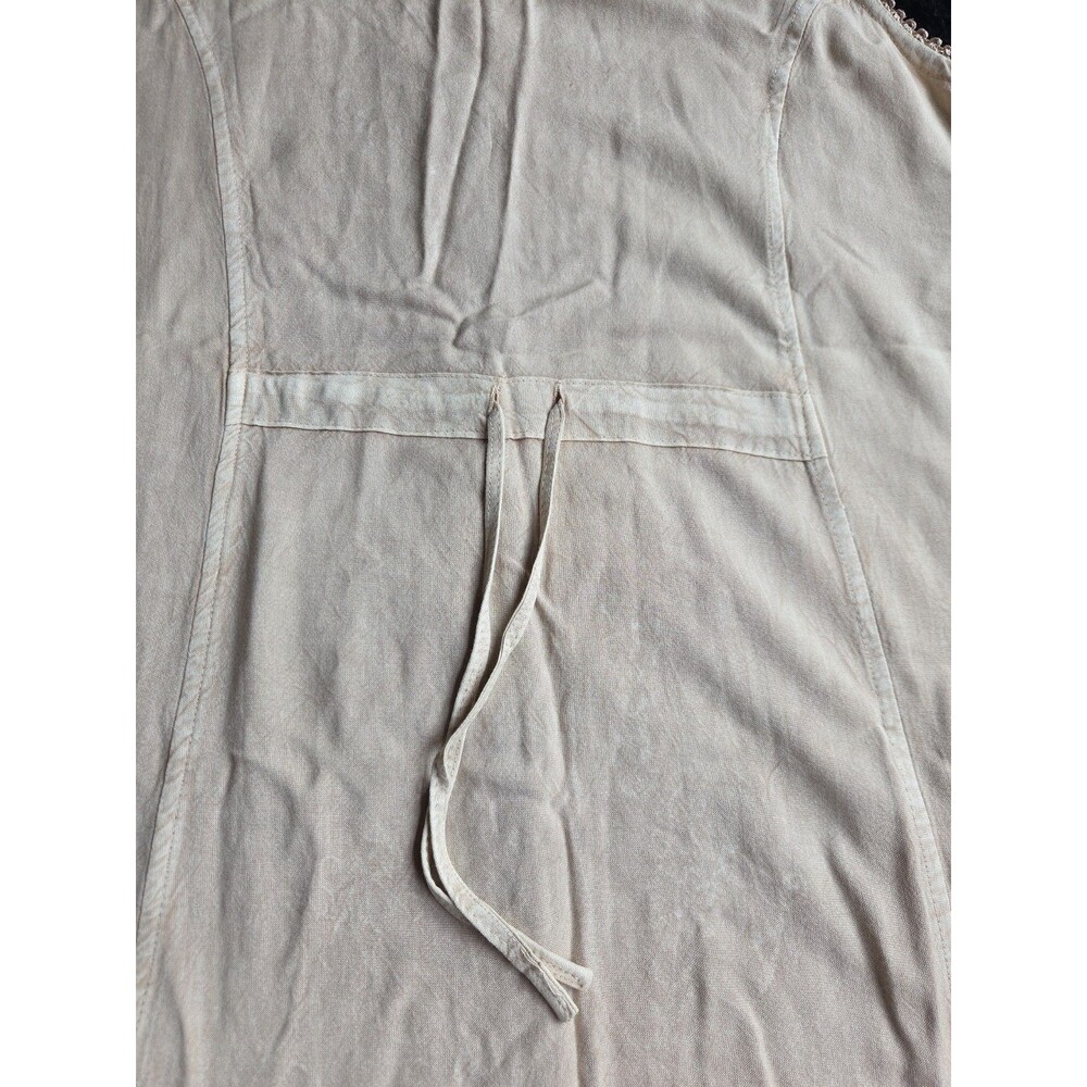 Raya Sun Swing Tank Dress L Beige Embroidery Lace Ruffles Lightweight Buttons - Picture 10 of 11